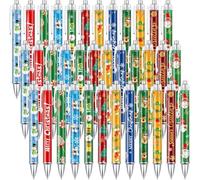 KAHEIGN 48 Piezas Bolígrafos Navideños, 12 Estilos Bolígrafo Retráctil de Tinta Negra 14CM Papá Noel Reno Árbol Caramelos Bolígrafos de Punta Redonda para Navidad Rellenos Calcetines Fiesta Regalos