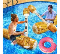 KAHEIGN 5 Piezas Juguetes Inflables Flotantes de Remo, 140CM Tronco de Batalla Inflable para Piscina Balsas de Juegos Acuáticos con Flotador en Forma de Dona para Verano Lago Playa Agua Fiesta Juego