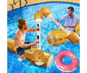 KAHEIGN 5 Piezas Juguetes Inflables Flotantes de Remo, 140CM Tronco de Batalla Inflable para Piscina Balsas de Juegos Acuáticos con Flotador en Forma de Dona para Verano Lago Playa Agua Fiesta Juego
