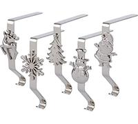 KAHEIGN 5 Piezas Titulares de Calcetín de Navidad, 5 Estilos Copo de Nieve Reno Muñeco de Nieve Gnomo Árbol Perchas de Metal para Chimenea Ganchos para Calcetines Antideslizante por Navidad Decoración