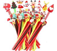 KAHEIGN 50 Piezas Bolígrafo de Tinta en Gel Navideño, 25 Estilos Árbol Muñeco de Nieve Reno Papá Noel Bolígrafo de Punta de Palo con Personajes Navideños para Calcetines Relleno Fiesta Regalo (18CM)