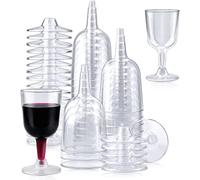 KAHEIGN 50 Piezas Copas de Vino de Plástico, 170ml Copas de Cata de Vino Transparentes Tallo Reutilizable Copas de Vino de Fiesta Tazas de Postre para Whisky Champán Cerveza Pudín Mousse (12 x 6,5cm)
