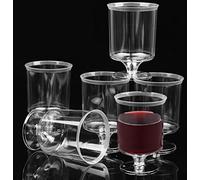 KAHEIGN 52 Piezas Copas De Vino De Plástico con Borde Escarchado, 160ml Vasos Transparentes Reutilizables con Tallo Tazas De Postre Para Whisky Champán Cerveza Pudín Mousse Bodas (6,2 x 8,7cm)