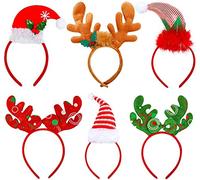 KAHEIGN 6 Piezas Diademas De Elfos Navideños, Diademas De Cuernos De Reno Sombreros De Navidad De Santa Para La Fiesta De Navidad Celebración De Días Festivos Fiesta De Disfraces De Regalo