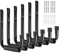 KAHEIGN 6 Piezas Ganchos de Garaje de Servicio Pesado, 15CM Ganchos de Almacenamiento de Acero Percha Montada en Pared Organizador de Escalera con Espuma EVA para Cobertizo Silla Manguera Bicicletas