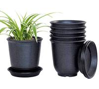 KAHEIGN 6 Piezas Plastico Macetas, 15,5cm Espesar Macetas Contenedor De Plantas Maceta De Jardinería Interior con Palet De Drenaje (Negro)