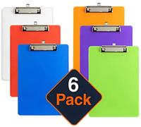 KAHEIGN 6 Piezas Portapapeles De Plástico A4, Portapapeles De 6 Colores Tablero De Escritura Del Soporte De Papel Con Clip De Perfil Bajo Y Borde De Escala De Regla (31,5 x 22,5cm)