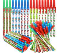 KAHEIGN 60 Bolígrafos Navideños, 6 Estilos: Muñeco de Nieve, Reno, Papá Noel, etc. Bolígrafos de Punta Redonda para Rellenar Calcetines Navideños, Fiesta Regalos