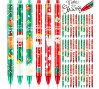 KAHEIGN 60 Piezas Bolígrafos de Tinta de Gel Navideños, 6 Estilos Bolígrafo Retráctil 15CM Muñeco de Nieve Reno Papá Noel Bolígrafos de Punta Redonda para Rellenar Calcetines Navideños Fiesta Regalos