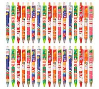 KAHEIGN 60 Piezas Bolígrafos de Tinta de Gel Navideños, 6 Estilos Bolígrafo Retráctil 15CM Muñeco de Nieve Elfo Papá Noel Bolígrafos de Punta Redonda para Navidad Regalos Fiestas Calcetines Rellenos