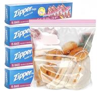 KAHEIGN 60 Piezas Bolsas para Congelar Alimentos, Grandes Bolsas con Cierre Hermético de Doble Sellado Bolsas Reutilizables con Fondo Ancho para Frutas Sándwiches Verduras Carne Sopas Aperitivos