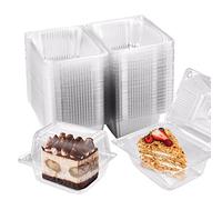 KAHEIGN 60 Piezas Cajas de Rebanadas de Pastel, 14cm x 10cm Cajas Individuales de Tarta de Queso Cajas Para Cupcakes con Forma de Concha Contenedor de Comida de Plástico Transparente con Tapas