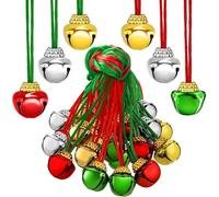 KAHEIGN 60 Piezas Campanas Collares de Navideñas, 40CM Collar Navideño Festivo con 2CM Campana Pequeña para Navideñas Manualidades Regalo Calcetines Regalos Hogar Fiesta Decoraciones (6 Estilos)