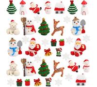KAHEIGN 60 Piezas Figuras en Miniatura de Navidad, 4CM x 3CM Mini Resina Papá Noel Muñeco de Nieve Alce Árbol Copo de Nieve para Navidad Hada Jardín Muñecas Casa Mini Casa Fiesta Bricolaje Decoración