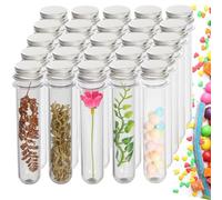 KAHEIGN 60 Piezas Tubos de Ensayo de Plástico con Gorras, 45ml Tubos Transparentes de Sal de Baño Tubos de Caramelo de Gumball Tubo de Viales Envase para Flor Especias Dulces Vaso Rosario Líquido