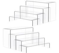 KAHEIGN 8 Piezas Grandes Elevadores de Exhibición Acrílicos, 2 Juego 4 Niveles Estante Organizador Transparente Soporte de Sobremesa para Perfumes Cupcakes Figuras Postres Cosméticos Crema Joyería