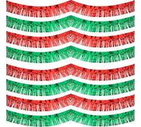 KAHEIGN 8 Piezas Guirnaldas de Flecos Navideños, 3m x 30cm Rojo Verde Guirnalda de Flecos de Papel de Aluminio Espumillón Grueso Brillante Metálico para Decoración del Árbol de Navidad Fiesta