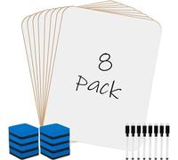 KAHEIGN 8 Piezas Pizarras Blancas Pequeñas de Borrado en Seco, 21CM x 30CM Mini Pizarra Portátil de Doble Cara con 8 Bolígrafos y 8 Borradores - para Estudiante Maestro Aula Hogar Oficina Suministros