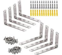 KAHEIGN 8 Piezas Tarea Pesada En Forma De L Soporte, Acero Inoxidable Soporte En ángulo Recto Para Soporte De Estante De Pared Unión Riostra Esquina - Con 2 Tornillos De Tamaño Y Tubo De Expansión