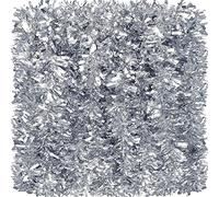 KAHEIGN 8M Guirnalda Navideña de Oropel, Plata Color Tinsel Metálico Chunky Oropel Brillante Guirnalda Brillante Gruesa para Decoración del Árbol del Navidad