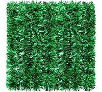 KAHEIGN 8M Guirnalda Navideña de Oropel, Verde Color Tinsel Metálico Chunky Oropel Brillante Guirnalda Brillante Gruesa para Decoración del Árbol del Navidad