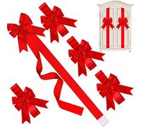 KAHEIGN 9 Piezas Lazo de Terciopelo Navideño, 28cm x 28cm Grande Arcos de Puerta Roja Arco del árbol de Navidad Arco de Corona de Navidad Envoltura para Árbol de Navidad Chimenea Puerta Principal