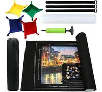 KAHEIGN Estera de Rompecabezas Portátil, 1000/1500 /2000 Piezas Almohadilla de Plegable Enrollable para Almacenamiento de Rompecabezas con 4 Bandejas, 3 Correas, Inflable Tubo y Bomba (118CM x 80CM)