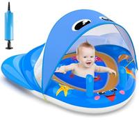 KAHEIGN Flotador de Piscina para Bebé con Toldo, 120CM x 105CM Flotador Inflable para Bebé Protección Solar UPF50+ con Asiento de Seguridad Ajustable para Recién Nacidos Niños Pequeños de 3 a 36 Meses