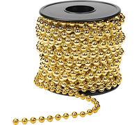 KAHEIGN Guirnalda de Cuentas Navideñas, 10m Oro Cadena de Cuentas de Plástico 5mm Hebras de Perlas Artificiales Rollo de Guirnalda de Cuentas de Navidad para Árbol de Navidad Fiesta Boda Decoración