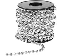 KAHEIGN Guirnalda de Cuentas Navideñas, 10m Plata Cadena de Cuentas de Plástico 8mm Hebras de Perlas Artificiales Rollo de Guirnalda de Cuentas de Navidad para Árbol de Navidad Fiesta Boda Decoración
