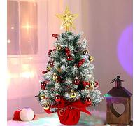 KAHEIGN Mini Arbol de Navidad Artificial, 60cm, Pino de Mesa Pequeño en Maceta con Bola Navideña Baya Roja Cono de Pino Estrella para Navidad Oficina Mesa Decoraciones