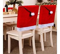 KAHEIGN Paquete de 12 Fundas para Sillas Navideñas, No Tejido Sombrero Rojo Fundas para Sillas de Comedor Fundas para Sillas de Cocina de Navidad por Navidad Fiesta Año Nuevo Decoración (50cm x 60cm)