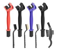 KAHOUI 8 Piezas Doble Punta Cadena, Plastico Limpia Cadenas Moto, 3 Colores Limpiador Cadena Moto, Limpia Cadenas Bicicleta con Cepillo Tres Caras y 3 Tipos Cepillo Pequeño