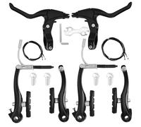 KAHOUI Juego de Frenos Bicicleta de Aluminio Negro, Freno V-Brake Delantero y Trasero, con Cable Zapatas Freno Bicicleta, Kit de Reemplazo de Frenos para Bicicletas Universal de Montaña y Plegable