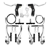 KAHOUI Juego de Frenos Bicicleta de Aluminio Plata, Freno V-Brake Delantero y Trasero, con Cable Zapatas Freno Bicicleta, Kit de Reemplazo de Frenos para Bicicletas Universal de Montaña y Plegable