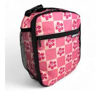 Kahuna Kids Insulated Lunch Bag - Thermal Lunch Box for Kids with Surf & Beach-Inspired Prints - Leak-Resistant, Mesh Pockets, Soft Handle - 25 x 7.5 x 20.5 cm (Chequered Hibiscus)