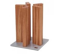 KAI Bloque de cuchillos magnético Stonehenge de roble con base de acero inoxidable - Madera premium - Espacio para 10 cuchillos - Dimensiones 21 x 21 x 28-30 cm