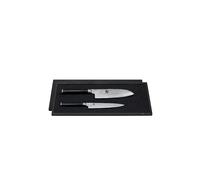 KAI Shun Classic Juego de cuchillos de chef japonés 2 piezas - Santoku con hoja de 18 cm + Cuchillo multiusos con hoja de 15 cm - Cuchillo de Damasco de 32 capas con núcleo VG MAX - 61 HRC