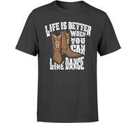 KAI KOU SONG ZI Glam Life Is Better When You Can Line Dance Mens T-Shirt Black L
