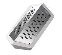 KAI Rallador JANUS, blanco de acero inoxidable - Dimensiones: 23,3 x 11 x 5,5 cm con recipiente colector - Rallador universal de cocina con 2 lados