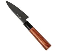 KAI Seki Magoroku Redwood Cuchillo de oficina con hoja de 10 cm - Acero inoxidable 1K6 con 57 (±1) HRC - Hoja pulida de alto brillo - Mango de madera de Pakka Red Wood - Hecho a mano en Japón