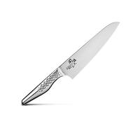 KAI Seki Magoroku Shoso Cuchillo de chef con hoja de 18,0 cm - Acero inoxidable 5CR15MoV 56 (±1) HRC - Afilado convexo - Mango de acero inoxidable 18-8 con patrón de rombos - Cuchillo de cocina