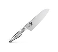 KAI Seki Magoroku Shoso Santoku 16,5 cm longitud de la hoja - acero inoxidable 5CR15MoV 56 (±1) HRC - afilado convexo - mango de acero inoxidable 18-8 con patrón de rombos - Hecho en Japón