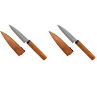 KAI Select Cuchillo para frutas con funda de madera y mango de madera de cerezo - Acero inoxidable SUS420J2 - Longitud de hoja 9 cm, longitud total 20,5 cm - Cuchillo multiusos para pelar y frutas