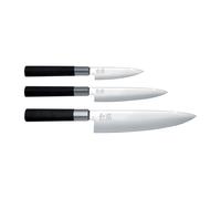 KAI Set de cuchillo de chef y 2 cuchillos de uso general Kai Wasabi Black 3 piezas