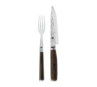KAI Set de cuchillo y tenedor Kai Shun Premier cromo-marrón