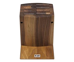 KAI Shun Bloque de cuchillos tradicional de madera - Calidad premium de nogal - Espacio para 8 cuchillos, desmontable para limpieza - Dimensiones 31 x 18 x 34 cm