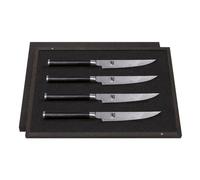 KAI Shun Classic Juego de cuchillos de carne japoneses 4 piezas con hoja de 12 cm - Cuchillo de Damasco de 32 capas con núcleo VG MAX - 61 (±1) HRC - Mango de madera de Pakka - Hecho en Japón