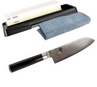 Kai Shun Classic Bundle DM-0727 - Cuchillo santoku (hoja de 14 cm, piedra afiladora AP-0316, incluye gamuza limpiadora)
