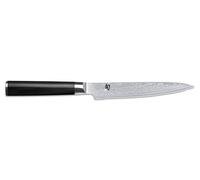 KAI Shun Classic Cuchillo japonés multiusos con hoja de 15 cm con filo ondulado - Cuchillo de Damasco de 32 capas con núcleo VG MAX - 61 (±1) HRC - Mango de madera de Pakka -Cuchillo multiusos forjado